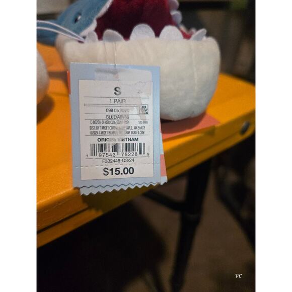 Cat & Jack Kids Shark Slippers Size Small 5-6 Blue Plush Animal House Shoes NEW - Picture 4 of 4